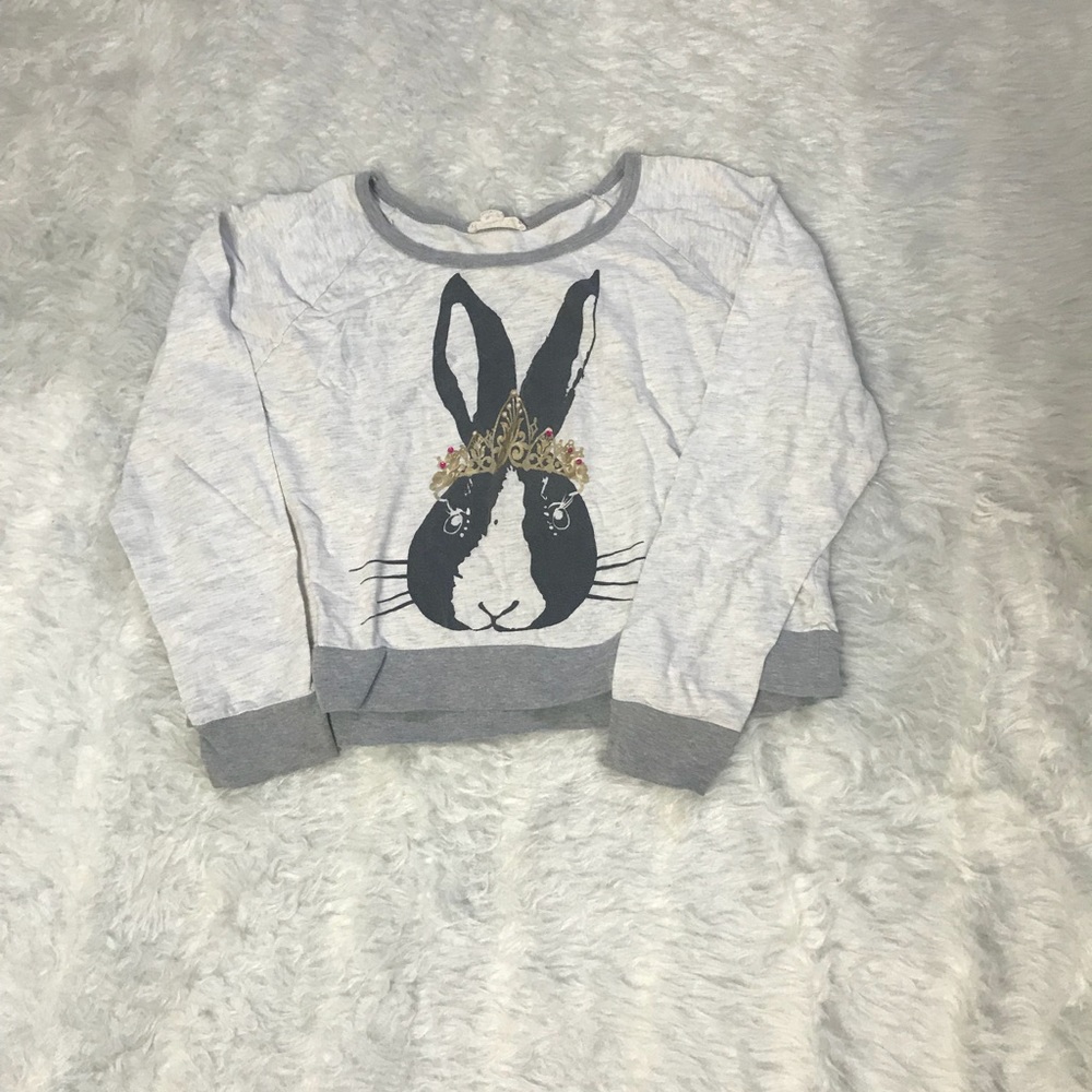 Crowned bunny long sleeve crop top size large